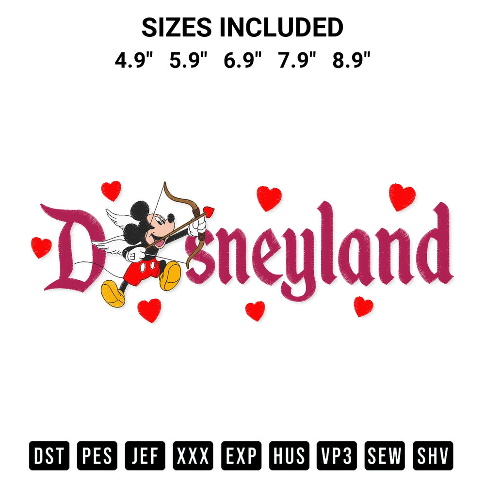 Discover the perfect addition to your crafting collection: Disneyland Mickey Mouse Cupid Embroidery Design embroidery file. Instantly available at Designspacks.com. Available sizes: 4.9", 5.9", 6.9", 7.9", 8.9".