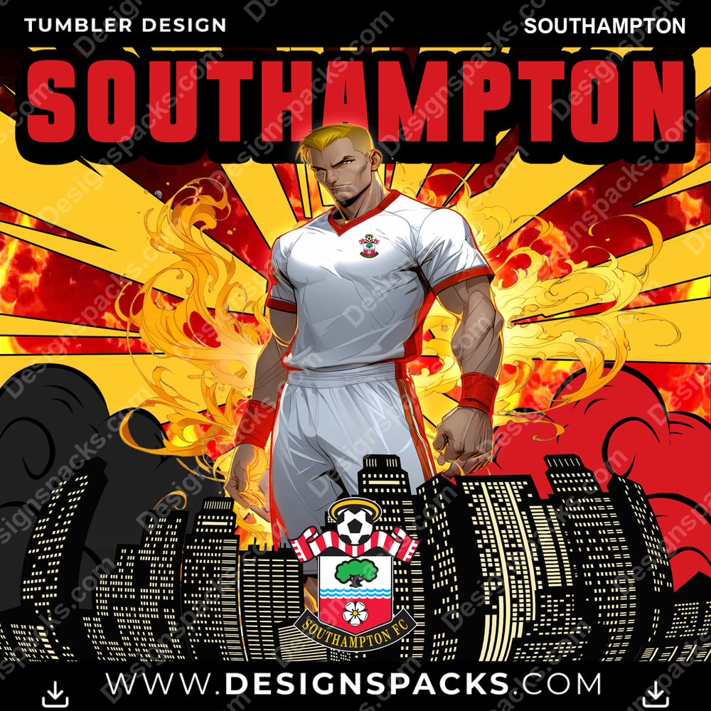 Soccer UK Comic Cover Southampton Tumbler Digital Wrap Design