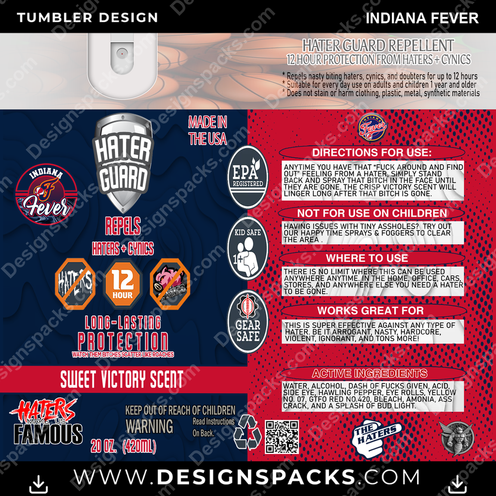 Basketball Hater Guard Indiana Fever NBA Basketball Tumbler Digital Wrap Design Download