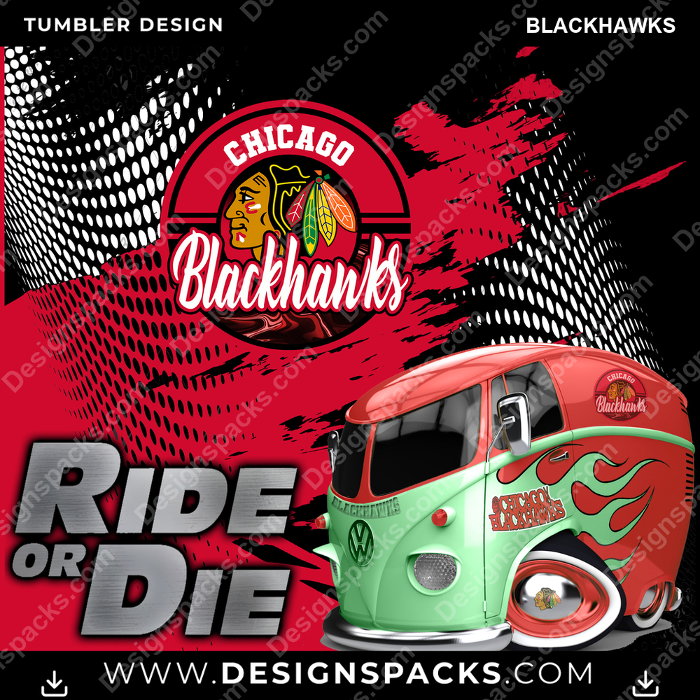 Ice Hockey RIDE or DIE BLACKHAWKS NHL Hockey Tumbler Digital Wrap Design Download