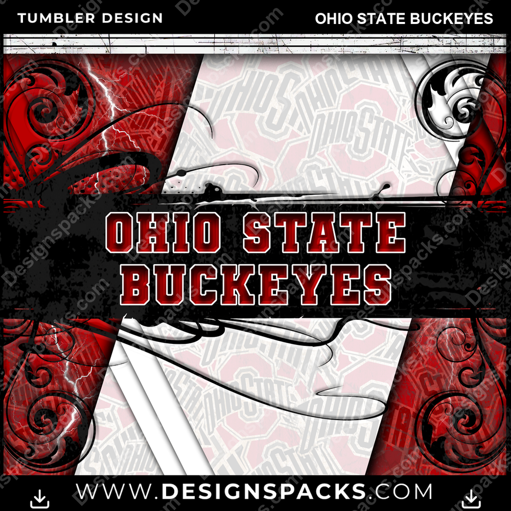 College Sport Elegant Ohio State Buckeyes Tumbler Digital Wrap Design