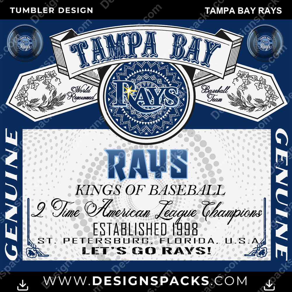 Baseball Bud Tampa Bay Rays Tumbler Digital Wrap Design