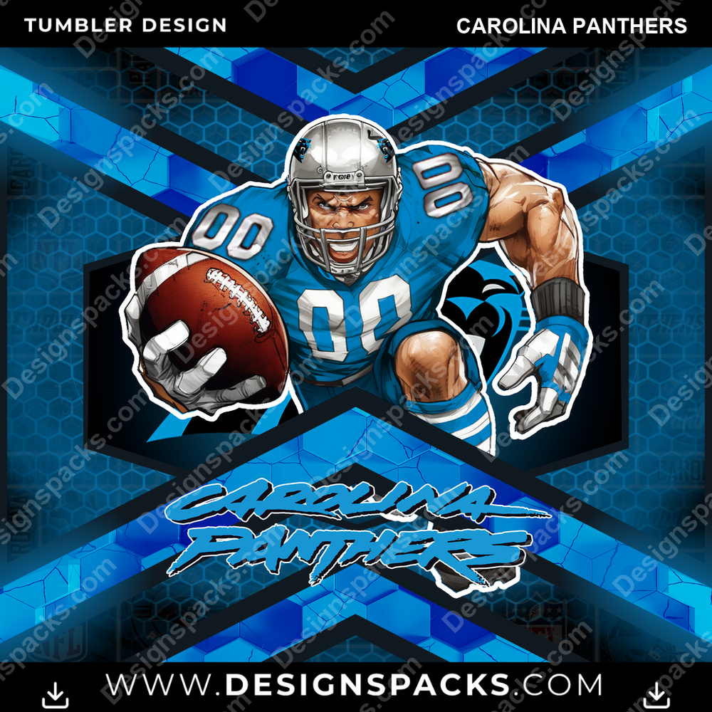Football Honeycomb Carolina Panthers NFL Football Tumbler Digital Wrap Design Download