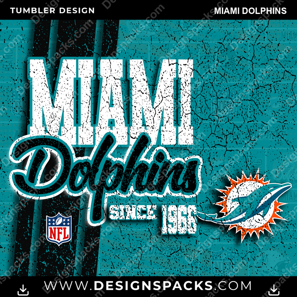 Football Grunge Miami Dolphins NFL Football Tumbler Digital Wrap Design Download