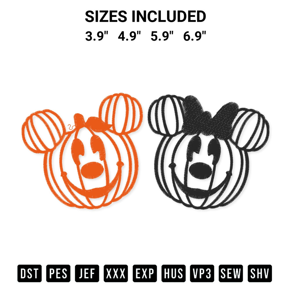 Create amazing crafts with the Pumpkin Disney Halloween Embroidery Design embroidery file. High-quality digital download from Designspacks.com, perfect for beginners and pros. Available sizes: 3.9", 4.9", 5.9", 6.9".