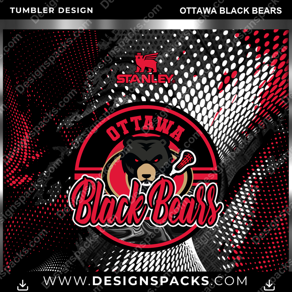 Lacrosse Stanley Ottawa Black Bears Tumbler Digital Wrap Design