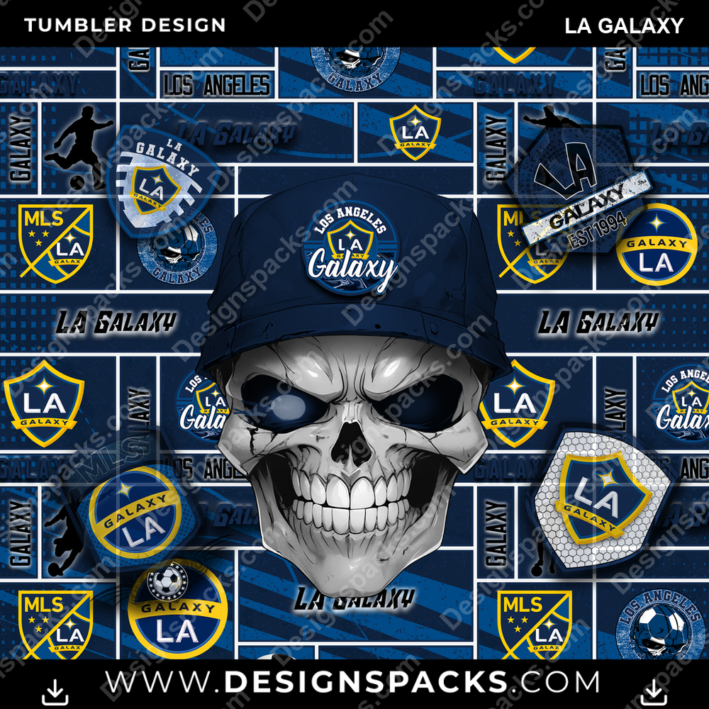 Soccer Skull LA Galaxy Tumbler Digital Wrap Design