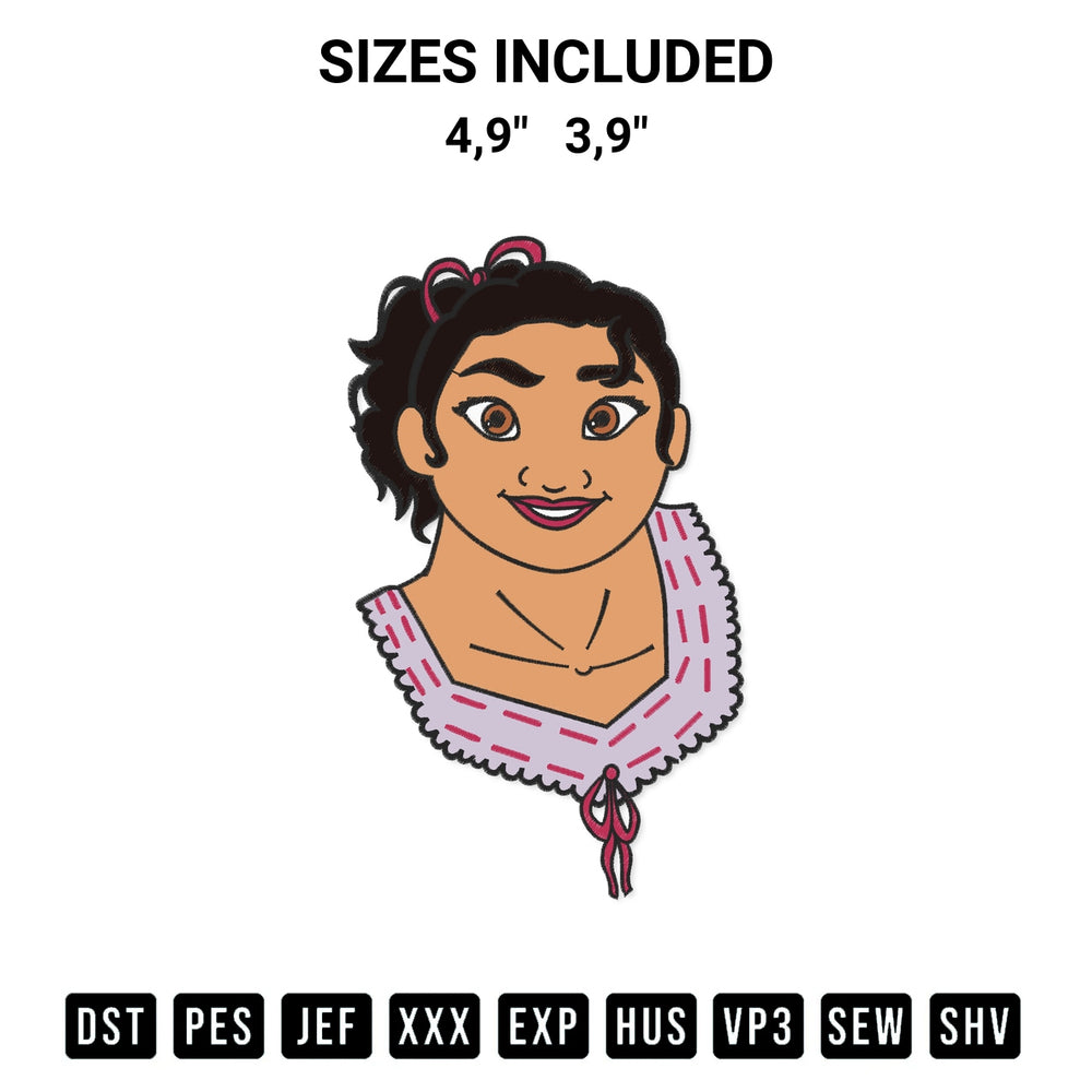 Stitch like a pro with the Luisa Madrigal Encanto Embroidery Design File Embroidery Design embroidery pattern from Designspacks.com. High-quality digital machine embroidery file. Available sizes: 4,9", 3,9".