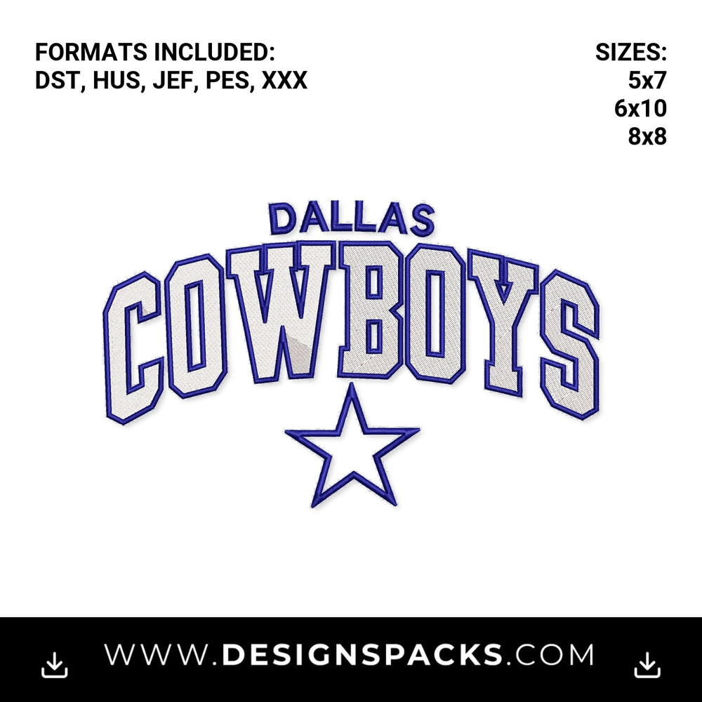 Dallas Cowboys Football Star Logo File Embroidery Design - Instant digital download pattern at Designspacks.com