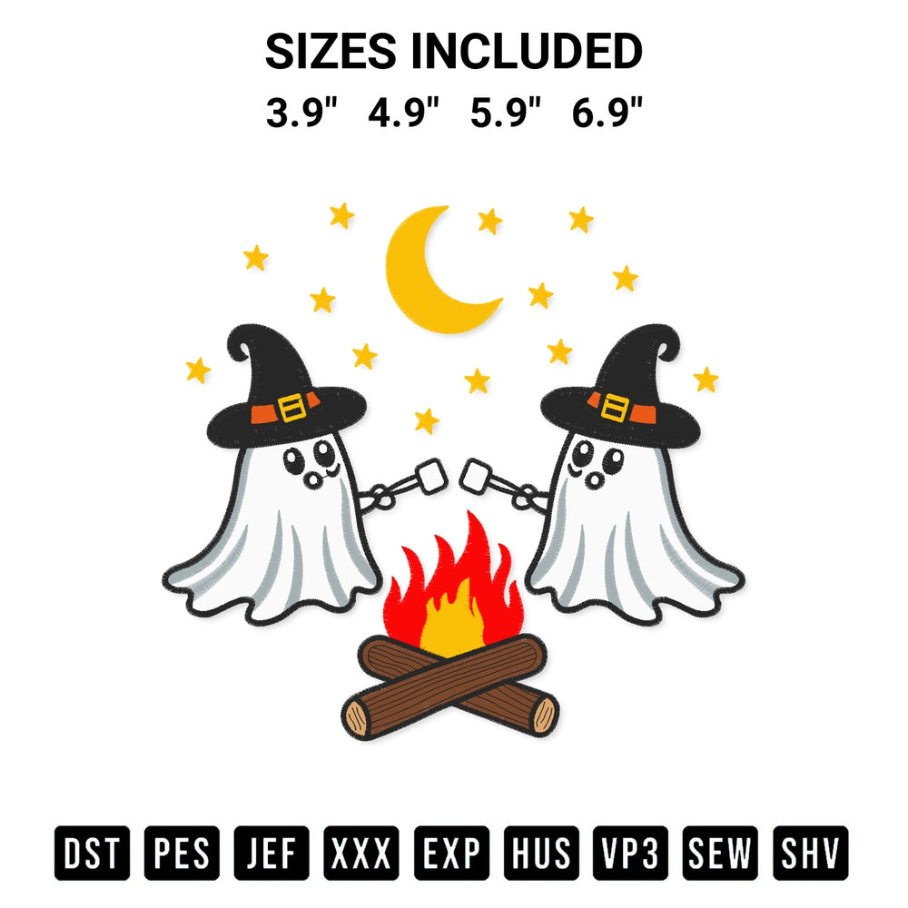 Elevate your next project with our Ghosts Fire Camp Halloween Embroidery Design embroidery file. Shop high-quality digital patterns instantly at Designspacks.com. Available sizes: 3.9", 4.9", 5.9", 6.9".
