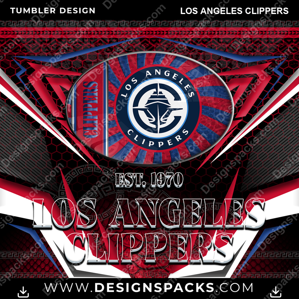 Basketball Tribal Los Angeles Clippers NBA Basketball Tumbler Digital Wrap Design Download