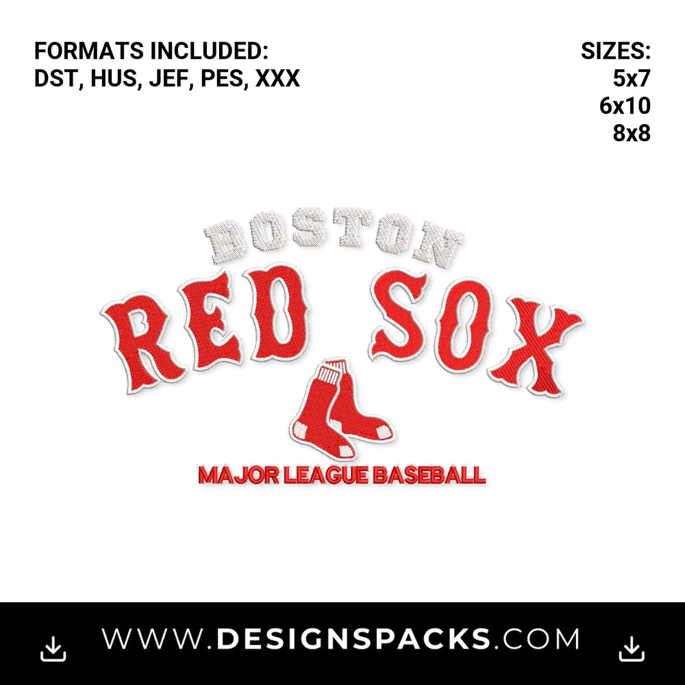 Boston Red Sox Major League Baseball Logo Embroidery Design - Instant digital download pattern at Designspacks.com