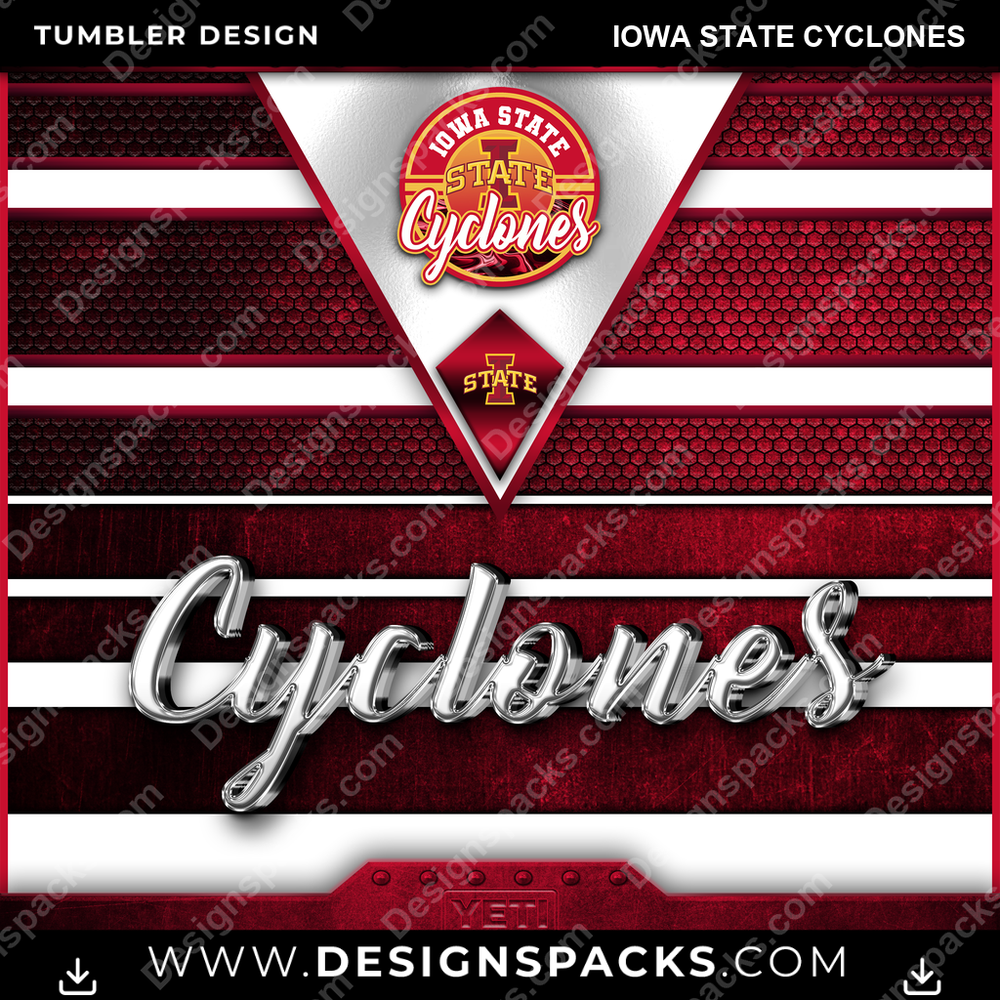 College Sport YETI Iowa State Cyclones NCAA College Sport Tumbler Digital Wrap Design Download