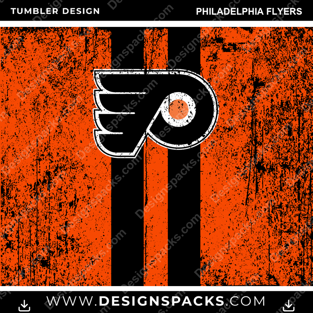 Ice Hockey Grunge Style Philadelphia Flyers Tumbler Digital Wrap Design