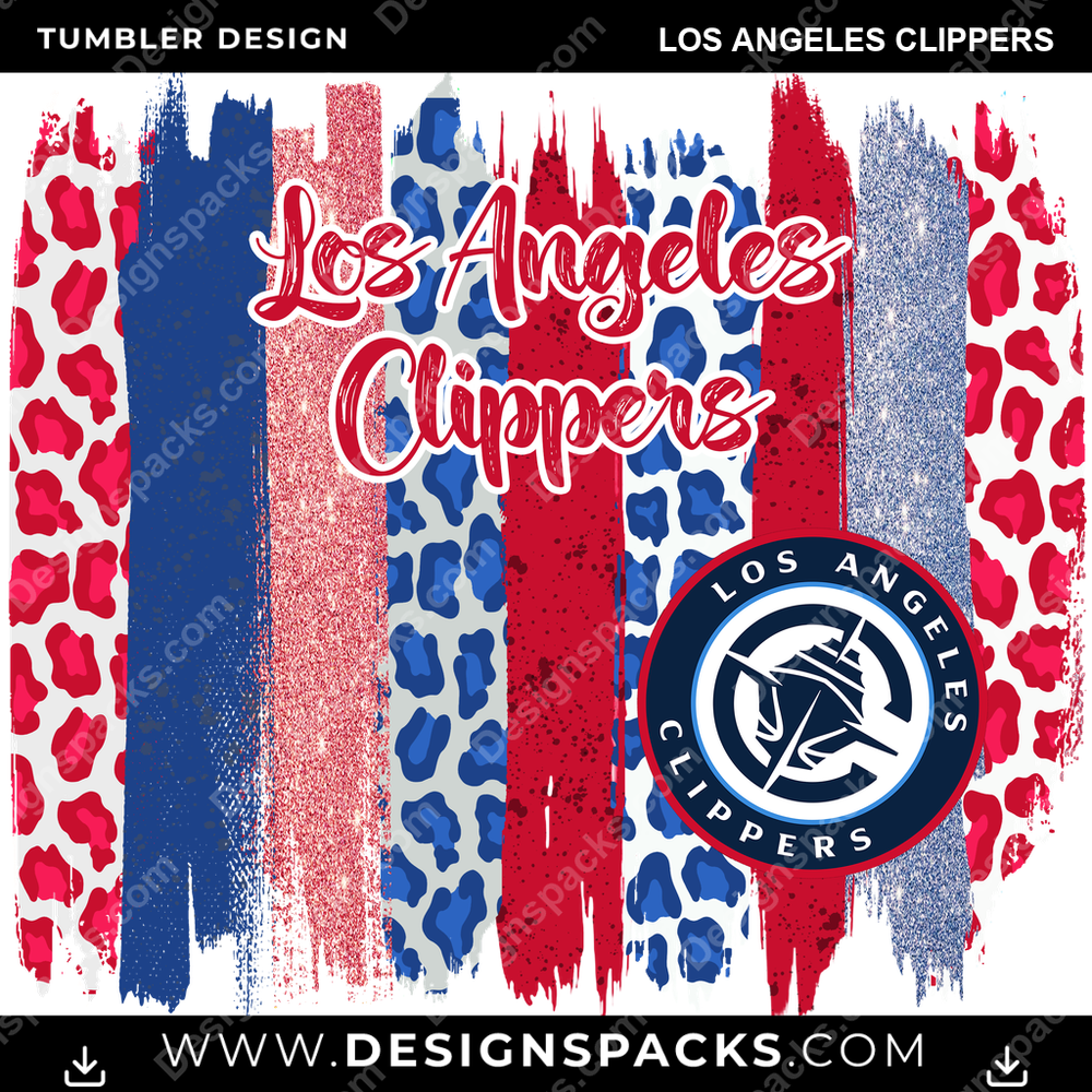Basketball Brush Strokes Los Angeles Clippers NBA Basketball Tumbler Digital Wrap Design Download