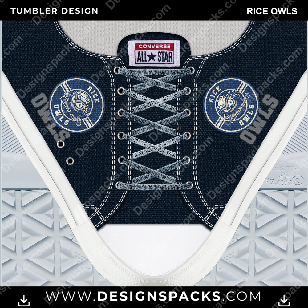 College Sport Converse Rice Owls Tumbler Digital Wrap Design