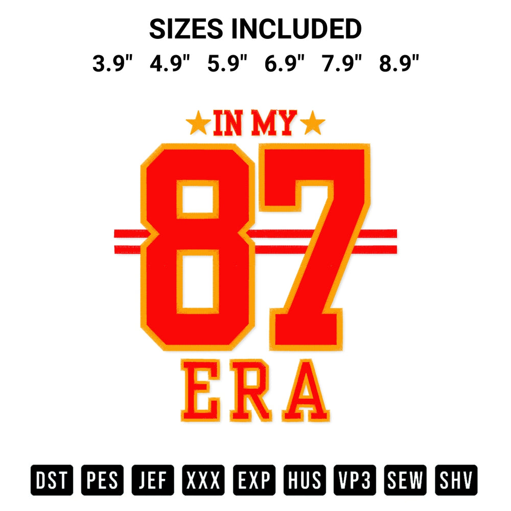 Stitch like a pro with the In My 87 Era Embroidery Design embroidery pattern from Designspacks.com. High-quality digital machine embroidery file. Available sizes: 3.9", 4.9", 5.9", 6.9", 7.9", 8.9".
