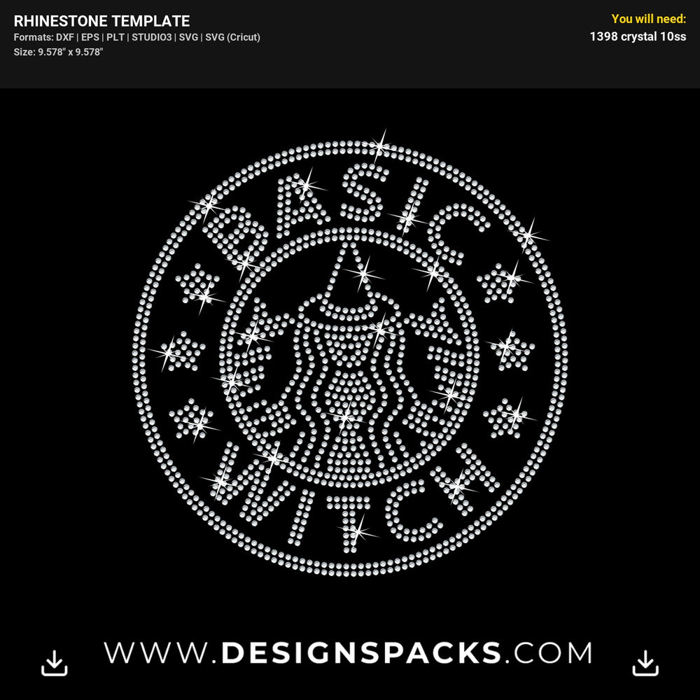 Starbucks Basic Witch Coffee Rhinestone Digital Template