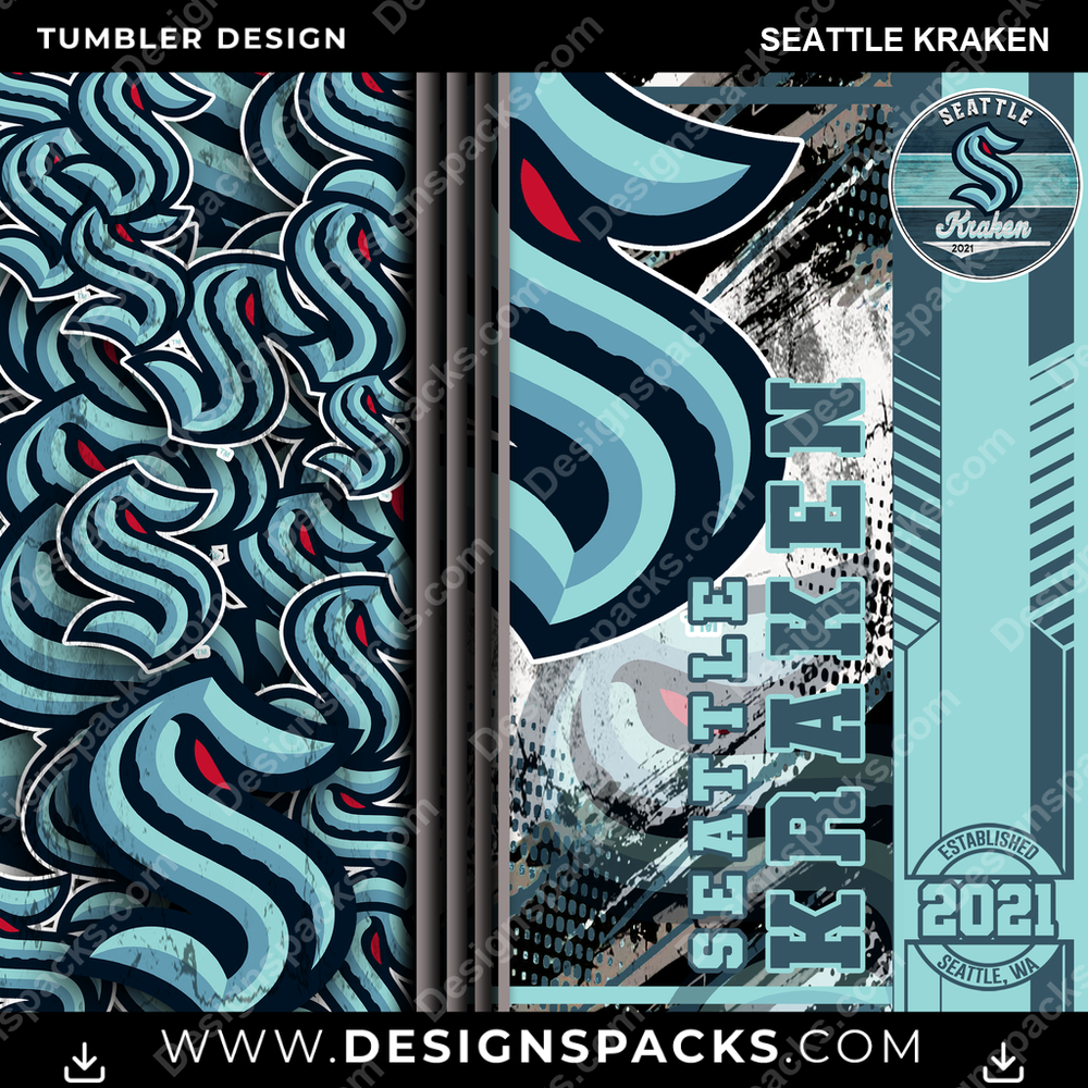 Hockey Sports Seattle Kraken NHL Hockey Tumbler Digital Wrap Design Download