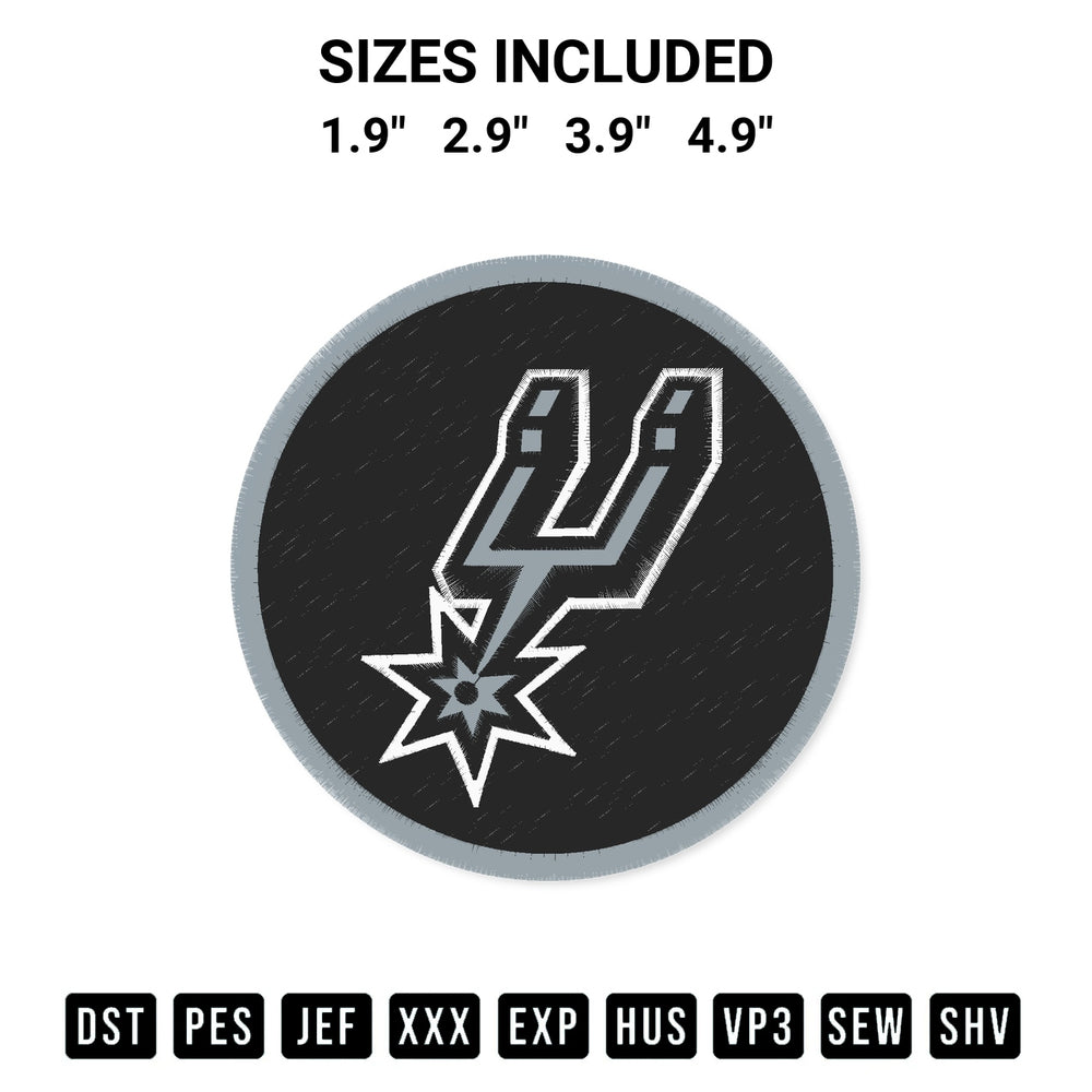 Create amazing crafts with the San Antonio Spurs Circle Embroidery Design embroidery file. High-quality digital download from Designspacks.com, perfect for beginners and pros. Available sizes: 1.9", 2.9", 3.9", 4.9".
