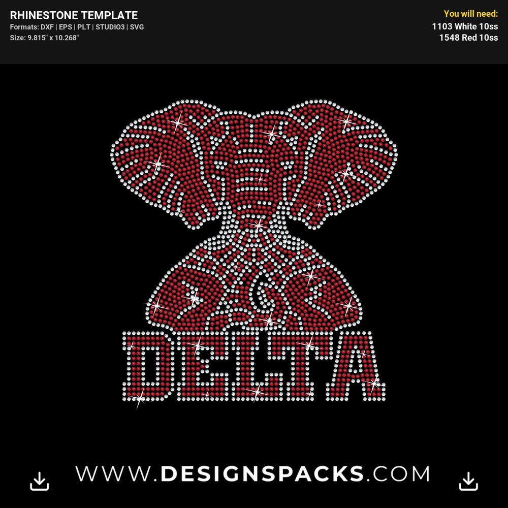 Delta Sigma Theta Elephant Pyramid Hands Symbol Rhinestone Digital Template