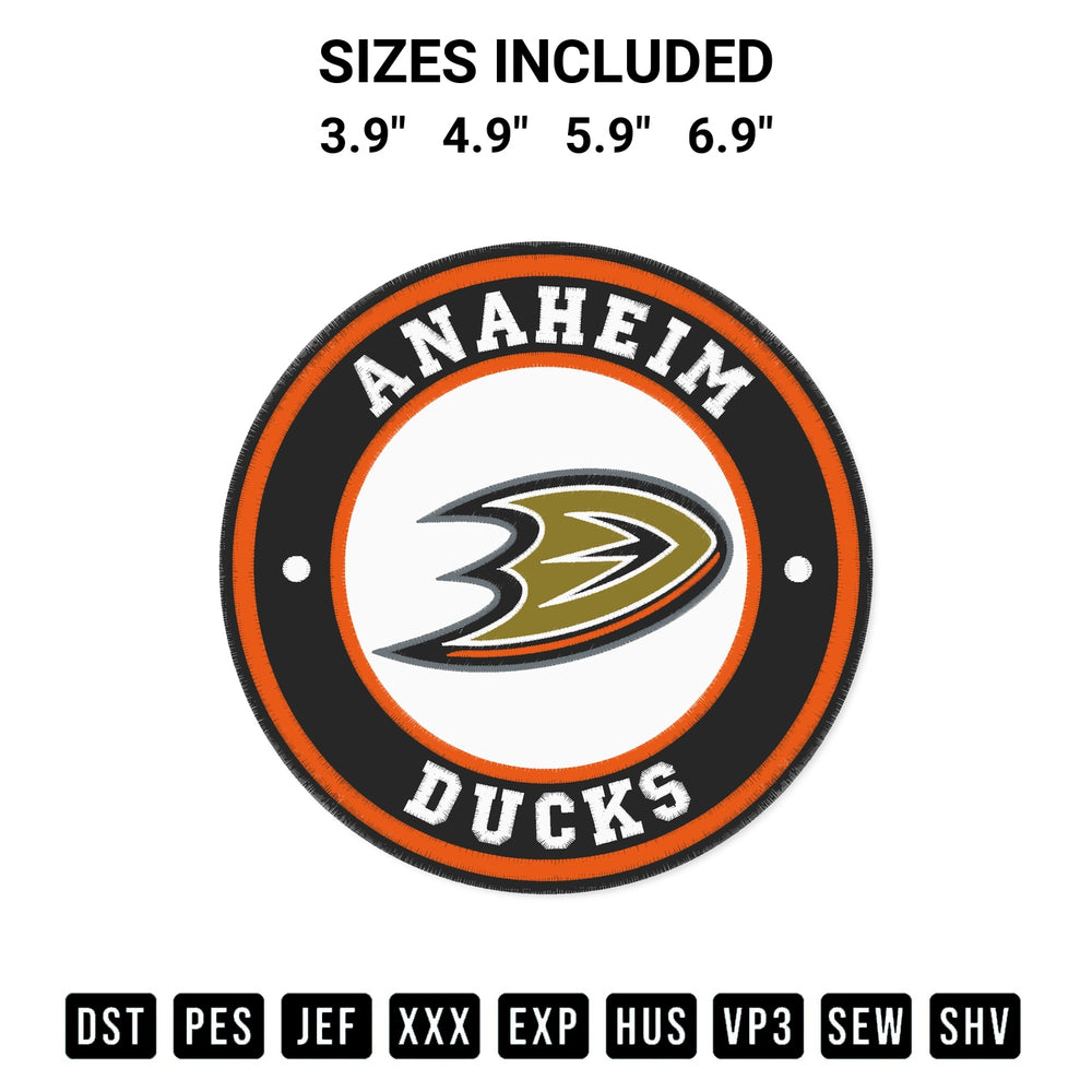 Shop the Circle Anaheim Ducks Nhl Embroidery Design machine embroidery pattern at Designspacks.com. Beautifully digitized for flawless stitching on any fabric. Available sizes: 3.9", 4.9", 5.9", 6.9".