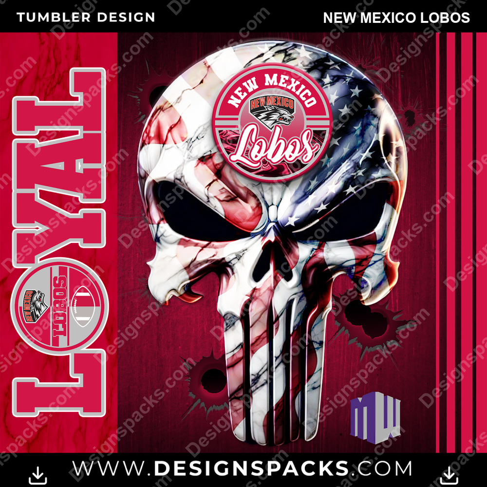 College Sport Loyal New Mexico Lobos Tumbler Digital Wrap Design