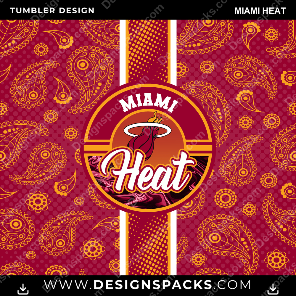 Basketball Handkerchief Miami Heat Tumbler Digital Wrap Design