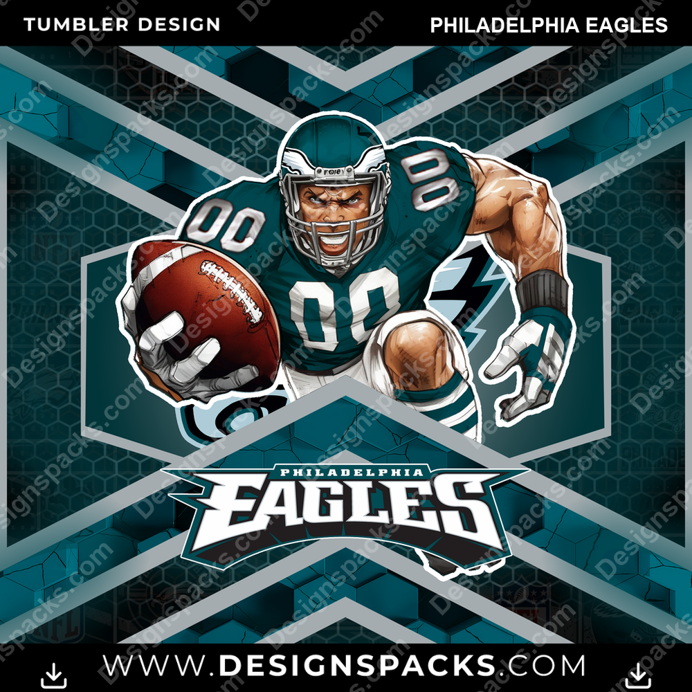 Football Honeycomb Philadelphia Eagles Tumbler Digital Wrap Design