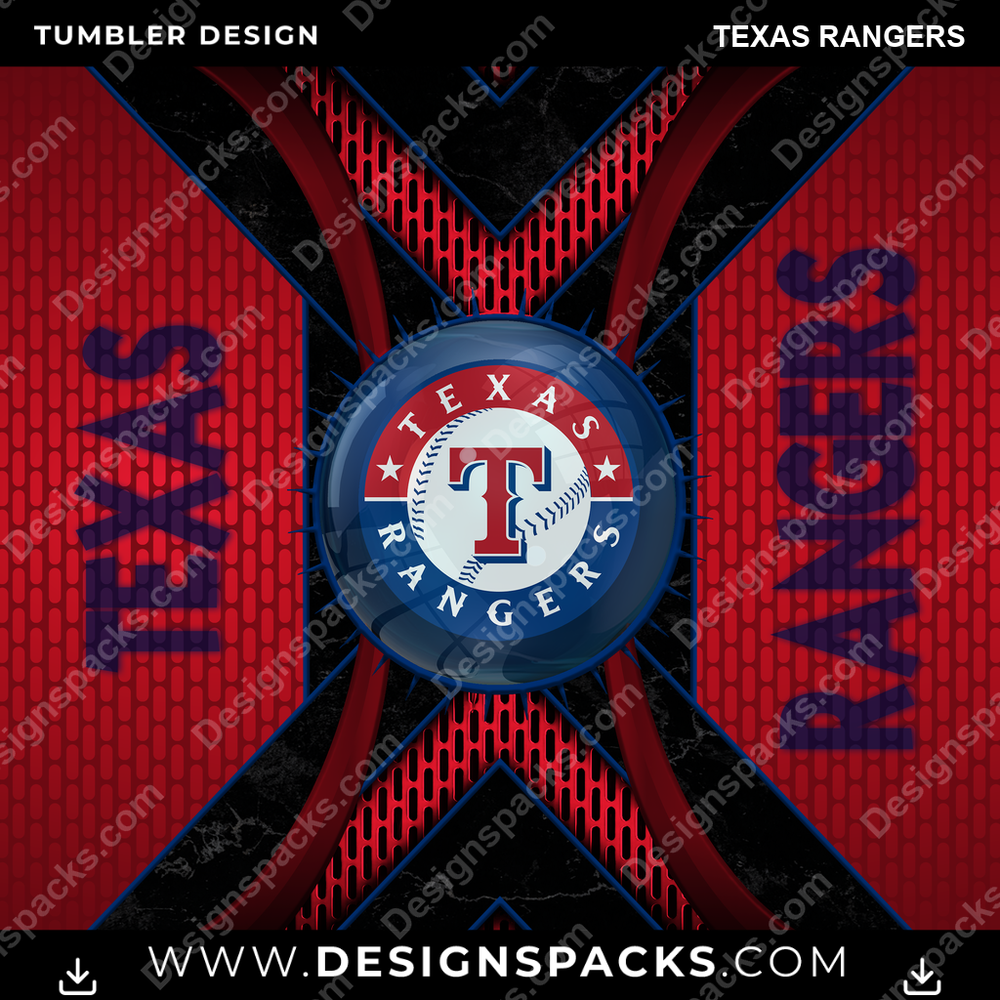Baseball Metal Grating Texas Rangers Tumbler Digital Wrap Design