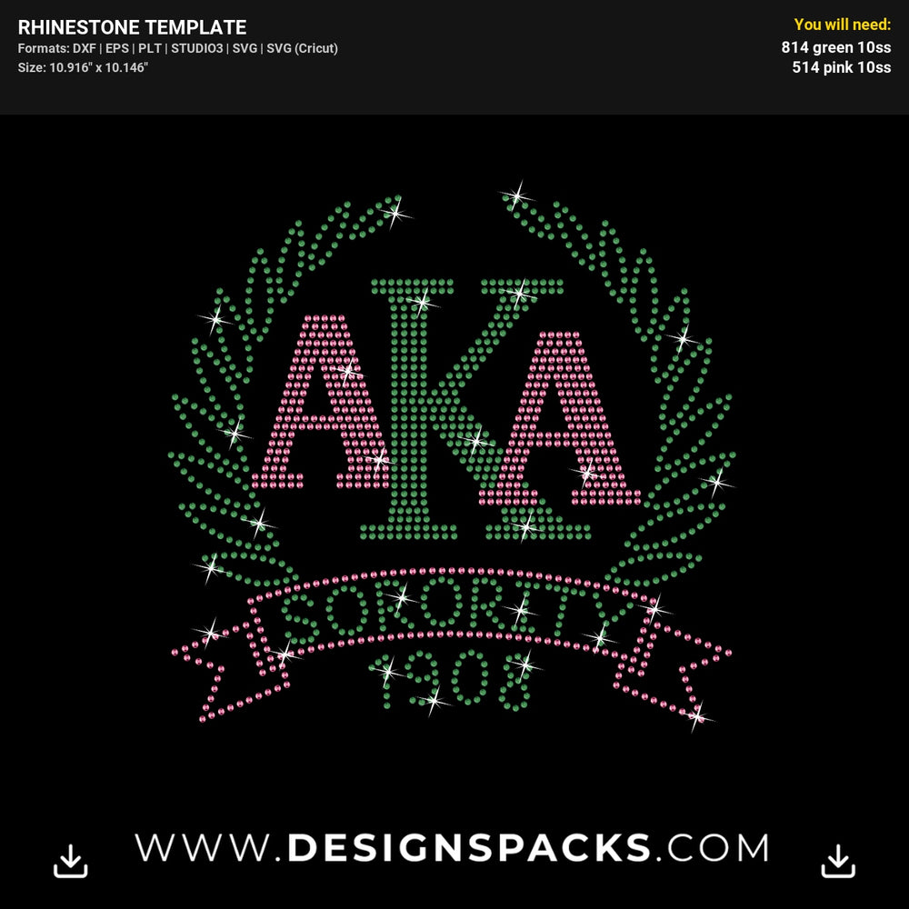 Aka Sorority 1908 Rhinestone Digital Template