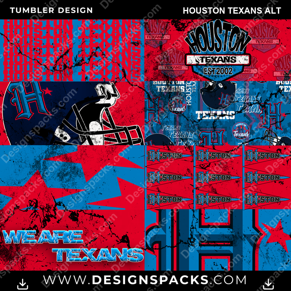 Football Distressed BG Houston Texans Alt Tumbler Digital Wrap Design