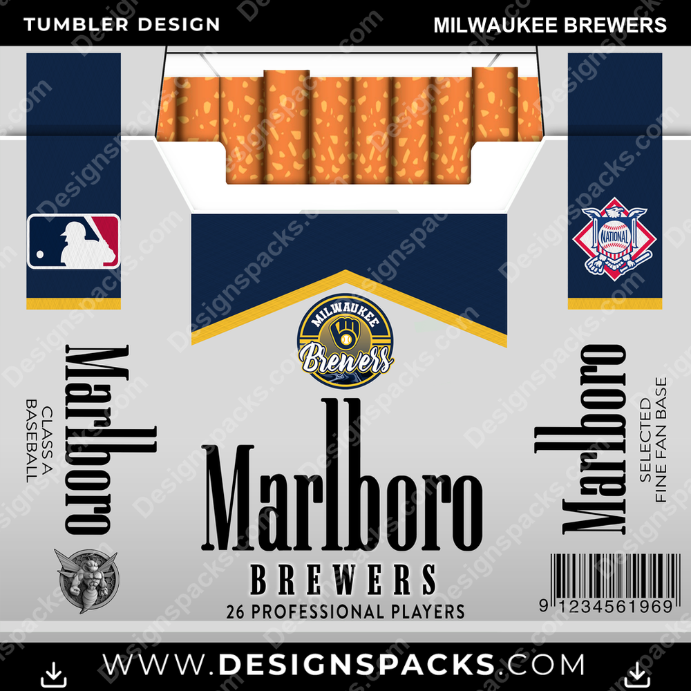 Baseball Marlboro Milwaukee Brewers Tumbler Digital Wrap Design