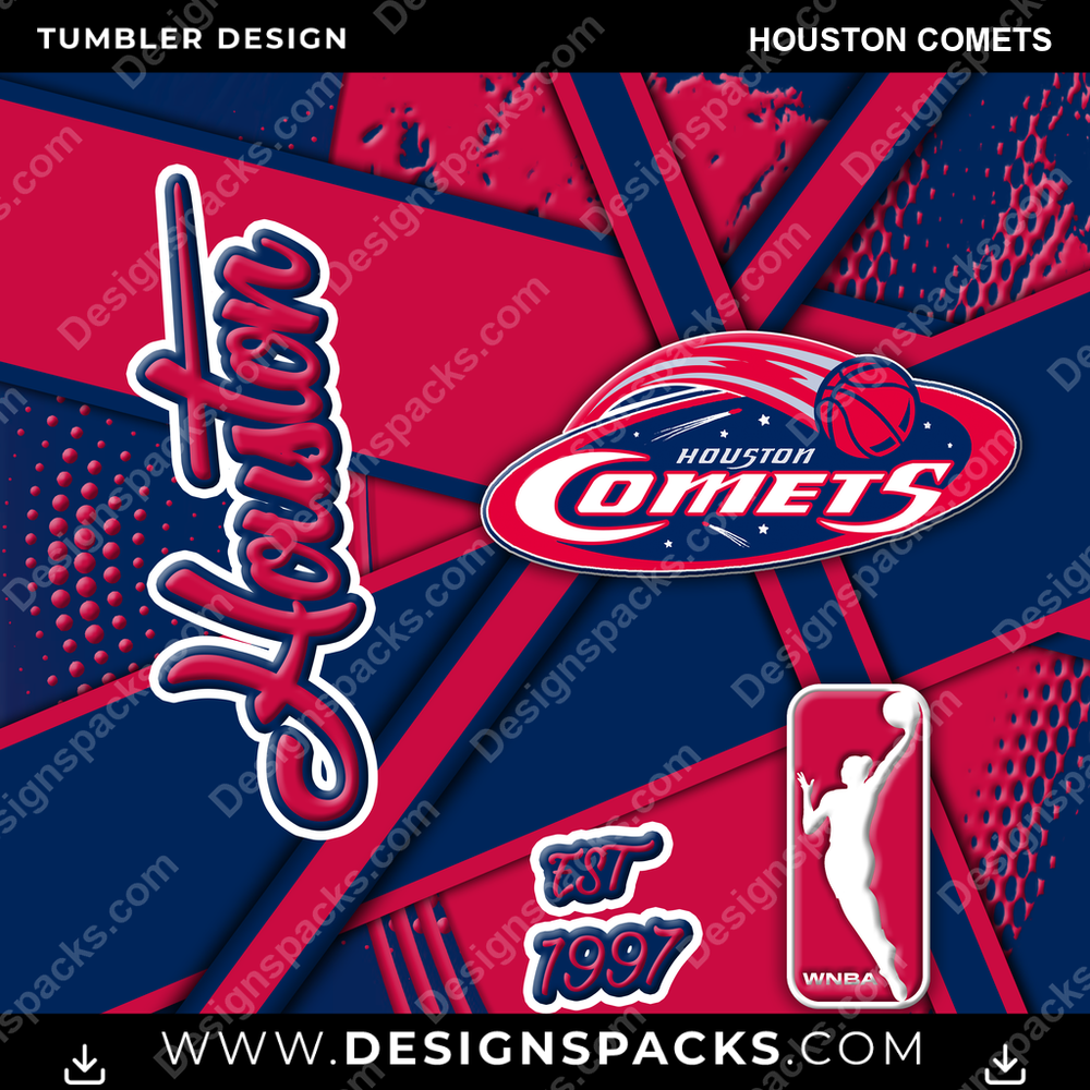 Basketball Team Sport Houston Comets Tumbler Digital Wrap Design
