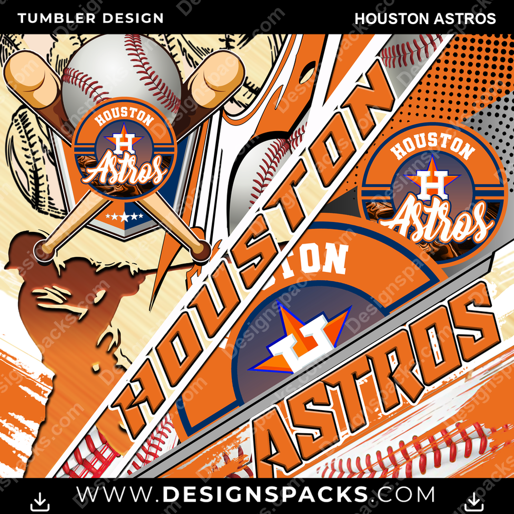 Baseball Silhouette Houston Astros Tumbler Digital Wrap Design
