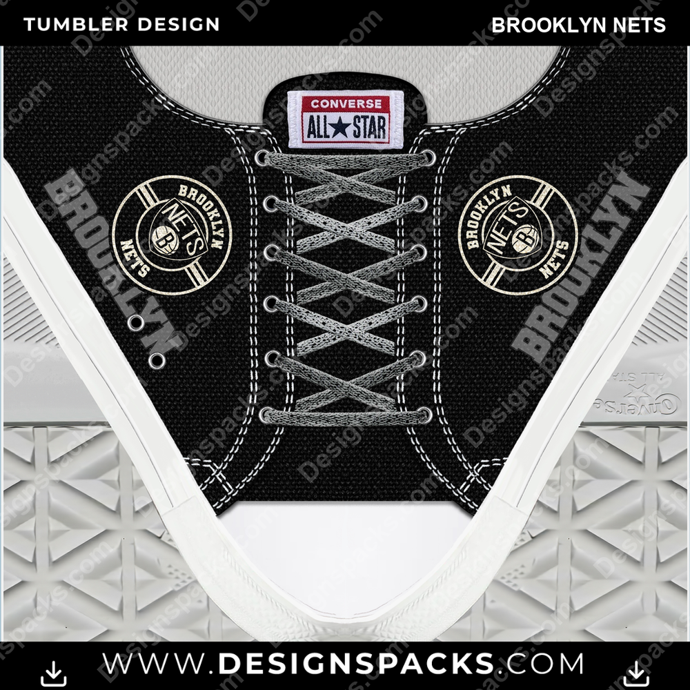 Basketball Converse Brooklyn Nets Tumbler Digital Wrap Design