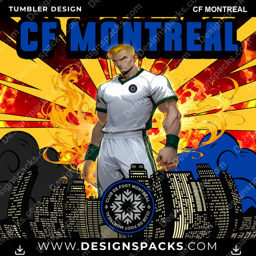 US Soccer Comic Cover CF Montreal Tumbler Digital Wrap Design