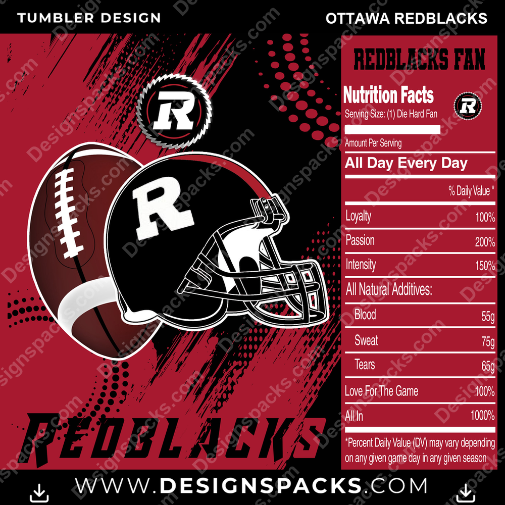 Canada Football Team Fan Ottawa Redblacks CFL Canada Tumbler Digital Wrap Design Download