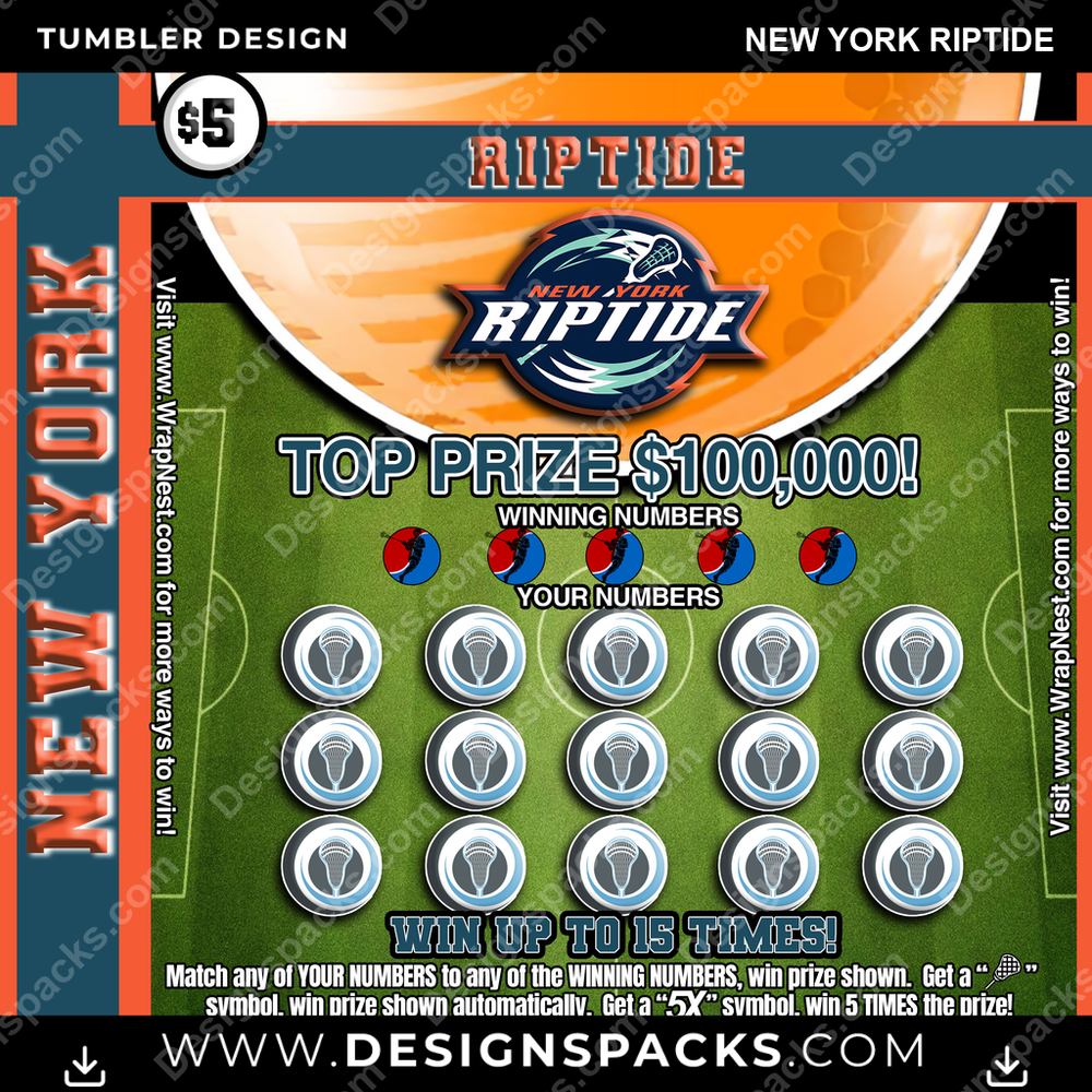 Lacrosse Lottery Ticket New York Riptide Tumbler Digital Wrap Design