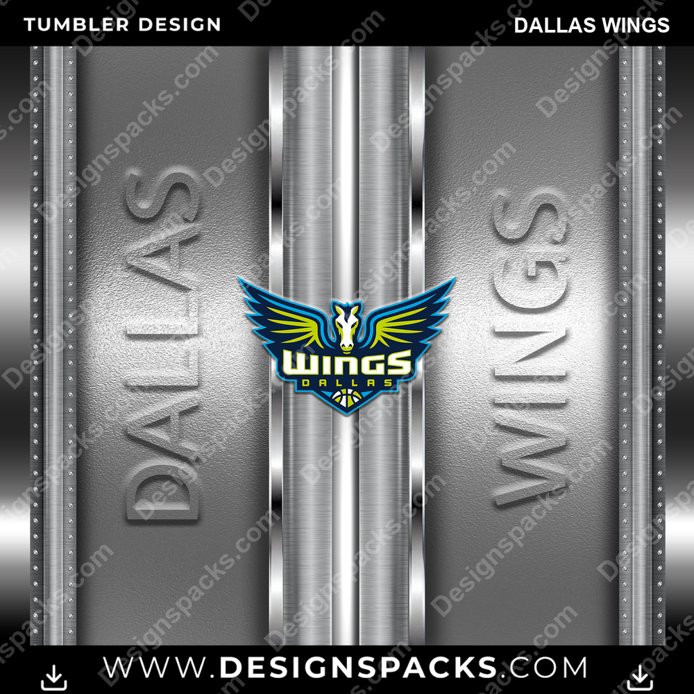 Basketball Metallic Dallas Wings Tumbler Digital Wrap Design