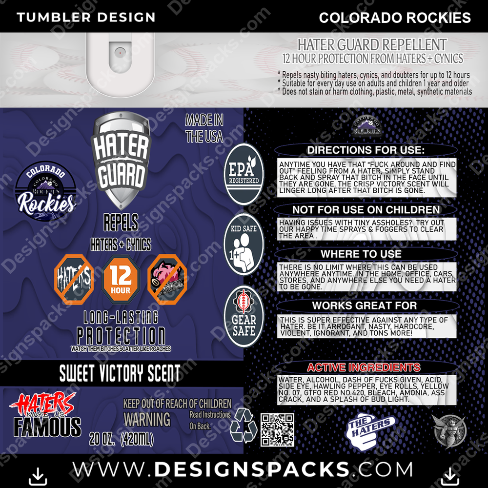 Baseball Hater Guard Colorado Rockies Tumbler Digital Wrap Design