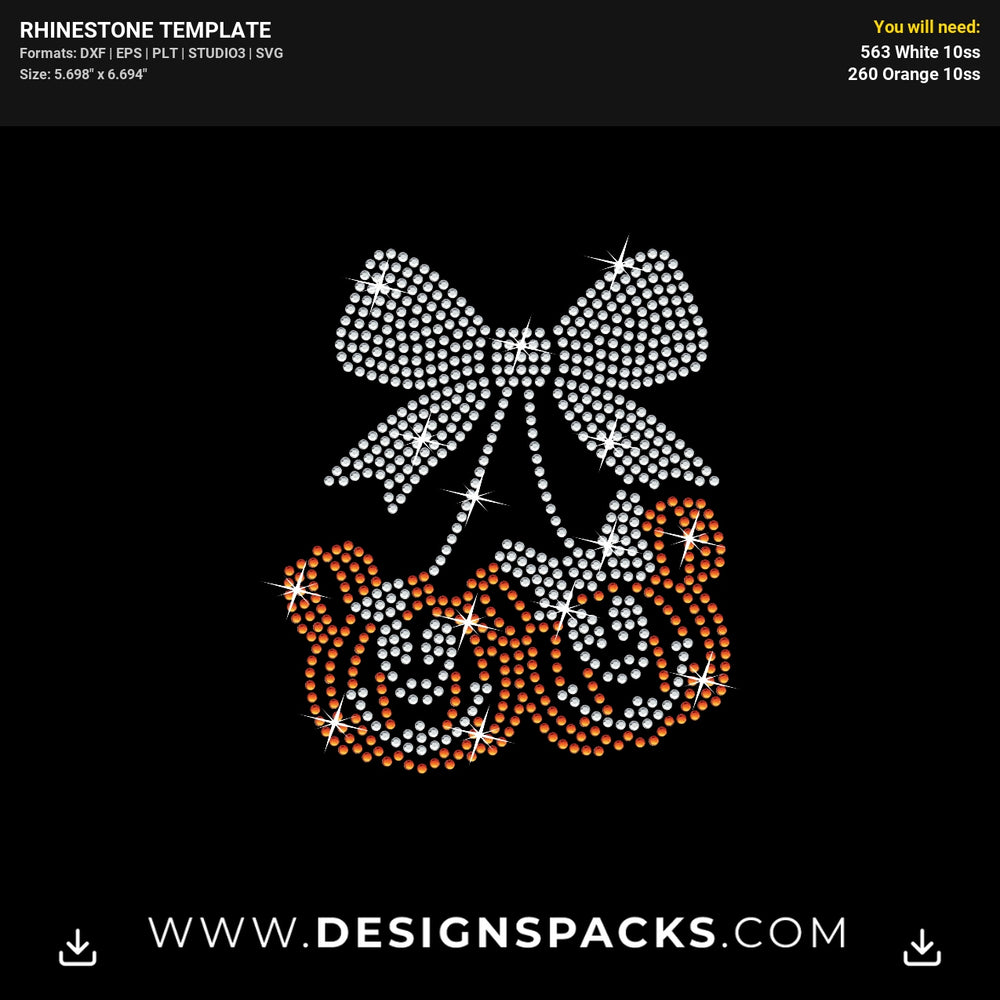 Updated Halloween Mickey Minnie Pumpkin  Cherry Bow Rhinestone Digital Template