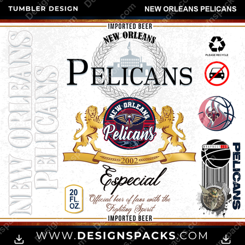 Basketball Modelo New Orleans Pelicans NBA Basketball Tumbler Digital Wrap Design Download