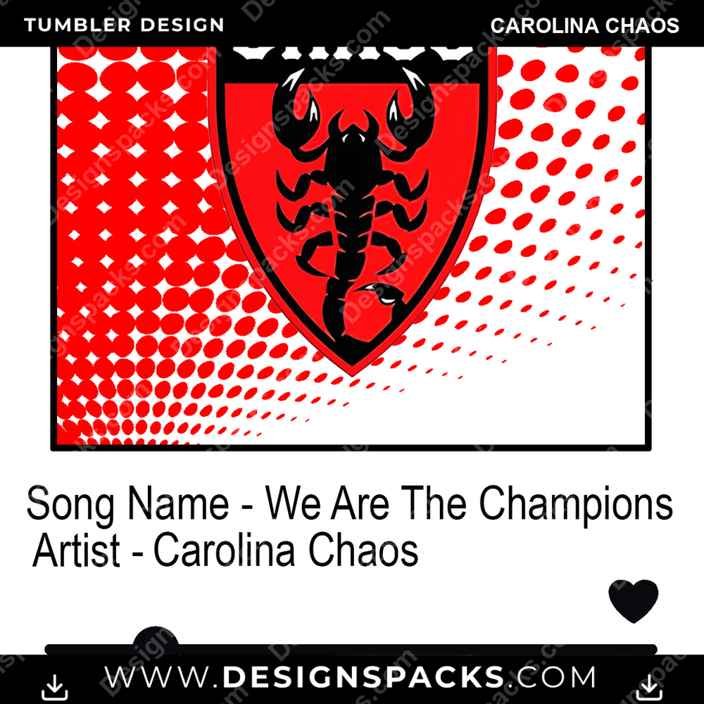 Lacrosse Playlist Carolina Chaos PLL Lacrosse Tumbler Digital Wrap Design Download