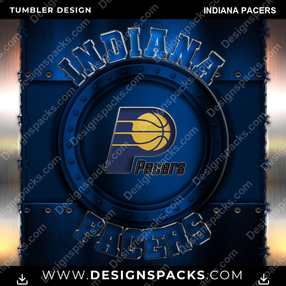 Basketball Metal Indiana Pacers NBA Basketball Tumbler Digital Wrap Design Download