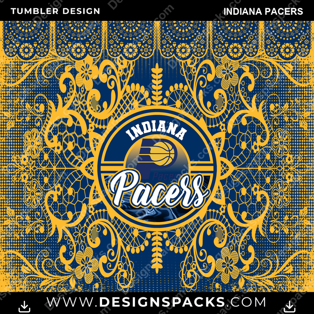 Basketball Lace & Logo Indiana Pacers Tumbler Digital Wrap Design