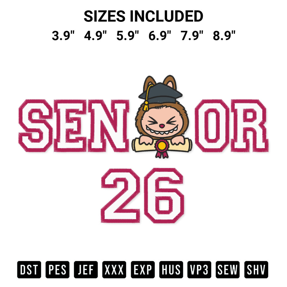 Elevate your next project with our Senior Labubu 26 Embroidery Design embroidery file. Shop high-quality digital patterns instantly at Designspacks.com. Available sizes: 3.9", 4.9", 5.9", 6.9", 7.9", 8.9".