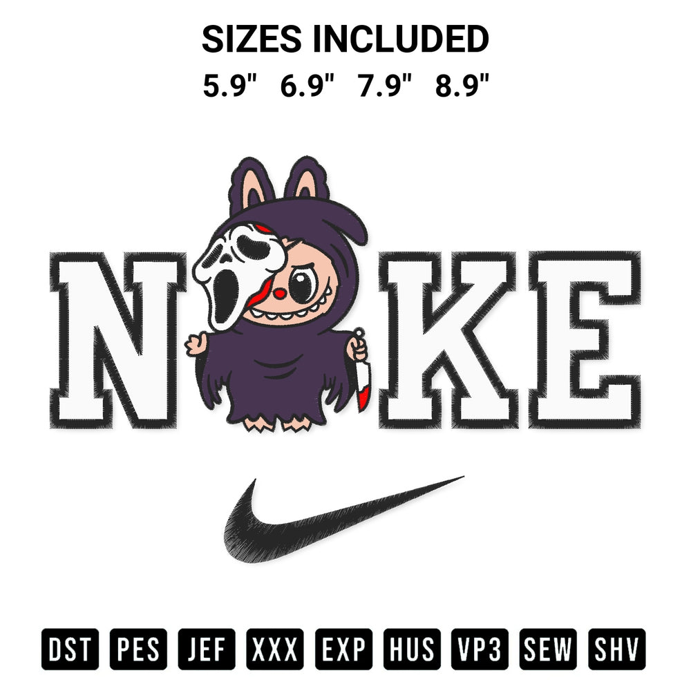 Add a unique touch to your apparel with the Nike Labubu Scream Embroidery Design embroidery file. Premium instant download available now on Designspacks.com. Available sizes: 5.9", 6.9", 7.9", 8.9".