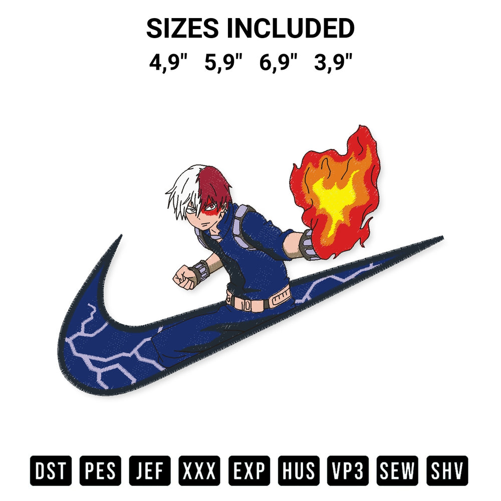 Add a unique touch to your apparel with the Shoto Todoroki My Hero Academia Logo Embroidery Design embroidery file. Premium instant download available now on Designspacks.com. Available sizes: 4,9", 5,9", 6,9", 3,9".