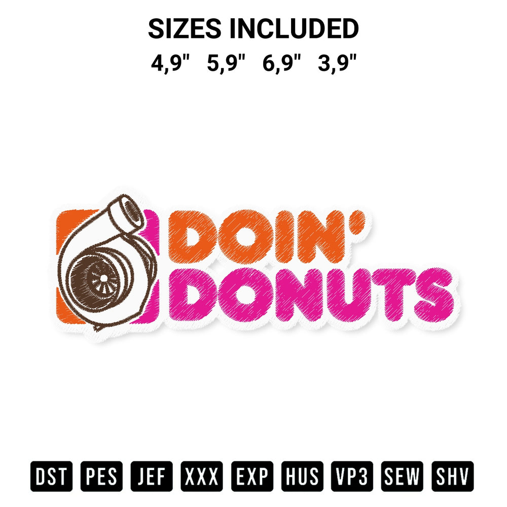 Create amazing crafts with the Doin Donuts Funny Drift Racing Car Enthusiast Donut Car Embroidery Design embroidery file. High-quality digital download from Designspacks.com, perfect for beginners and pros. Available sizes: 4,9", 5,9", 6,9", 3,9".